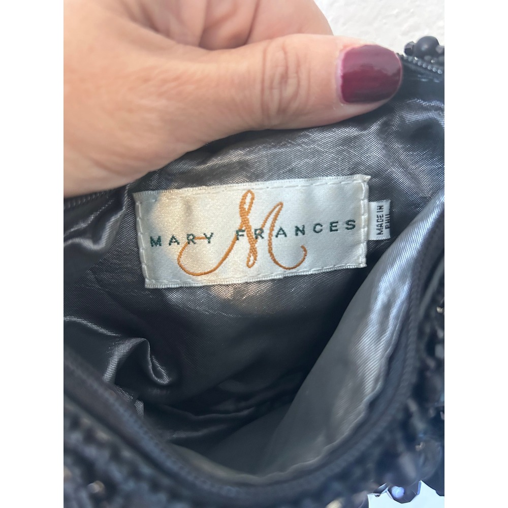 MARY FRANCES Handmade Black Beaded Bauble Mini Handbag Crossbody Chain Bag $215 - Picture 6 of 9